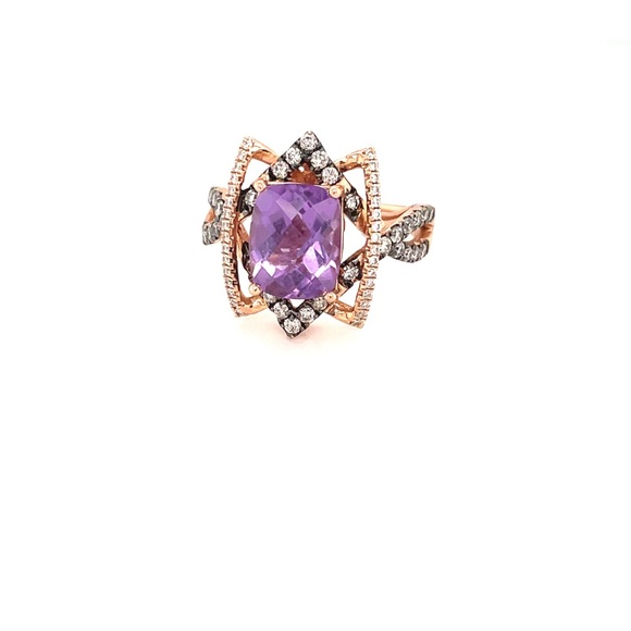 LeVian 14k Amethyst and Diamond ring - Picture 2 of 11